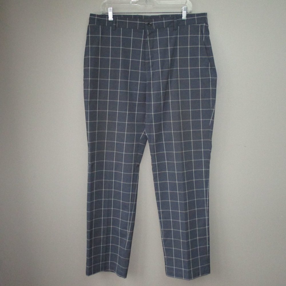 Mens Slazenger 36 x 32 Hydro-Dri Flat Front Golf Pants Gray Check